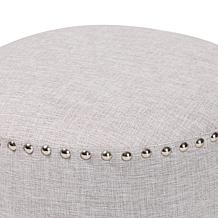 Wholesale Interiors Rosine Fabric Upholstered Nail Trim Ottoman