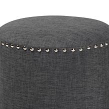 Wholesale Interiors Rosine Fabric Upholstered Nail Trim Ottoman