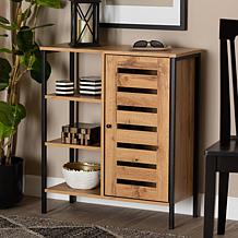 Wholesale Interiors Vander Oak Brown Wood and Black Metal Shoe Cabinet