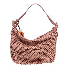 Wildflower Denver Straw Hobo Bag with Bag Charm Dangle