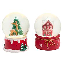 Winter Lane 5" LED Resin Snow Globes Set of 2