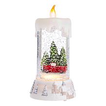 Winter Lane Holiday Glitter Candle with Snowy Village Base