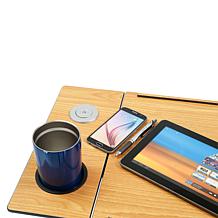 WiseLift Natural Standing Desk/Overbed Table with USB Ports