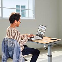 WiseLift Natural Standing Desk/Overbed Table with USB Ports
