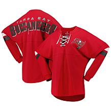 Women's Fanatics Red Tampa Bay Buccaneers Spirit Jersey Lace-Up V-N...
