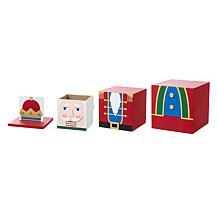 Wood Santa and Nutcracker Reversible Box 24.5"H