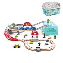 Wooden City Train Railway Bucket 48 Piece Playset
