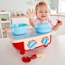 Wooden Kitchen Playset with Toy Stove, Frying Pan, Spoon, Spatula
