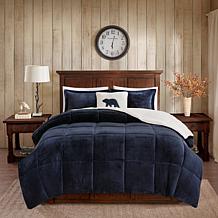 Woolrich Alton 4-pc Navy/Ivory Plush Sherpa Full/Queen Comforter Set