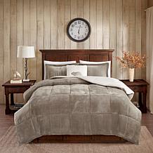 Woolrich Alton 4-piece Taupe/Ivory Plush to Sherpa King Comforter Set