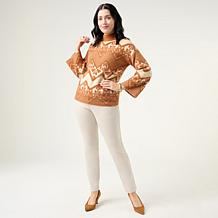 Wynne Collection Mixed Yarn Jacquard Sweater