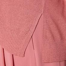 WynneCollection 3/4-Sleeve V-Neck Baby Boucle Sweater