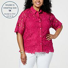 WynneCollection Abstract Floral Lace Top