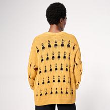 WynneCollection Cotton Blend Open Stitch Cardigan