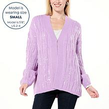 WynneCollection Easy Elegance Sequin Cardigan