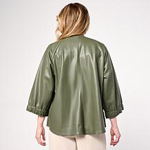 WynneCollection Faux Leather Unstructured Jacket