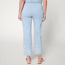 WynneCollection FlatterFIT Embroidered Scallop Hem Ankle Pant