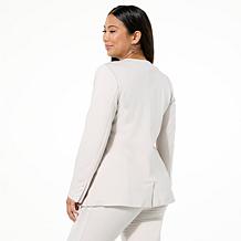 WynneCollection Lace-Up Detail Knit Tuxedo Blazer