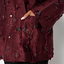 WynneCollection Long-Sleeve Organza Cut Jacquard Jacket