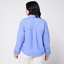 WynneCollection Long-Sleeve Stand Collar Oxford Shirt