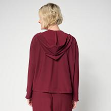 WynneCollection Luxe Crepe Drawstring Hem Hoodie