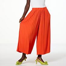WynneCollection Pleated Crepe Knit Pant with Pockets