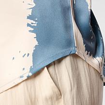 WynneCollection Printed Satin Cap-Sleeve Top