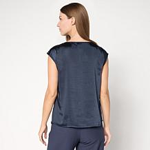 WynneCollection Satin Drape Neck Top