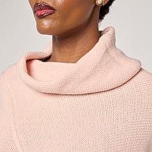 WynneCollection Seaming Detail Cowl-Neck Sweater