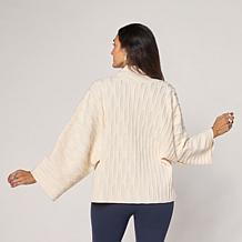 WynneCollection Textured Open-Front Sweater Jacket