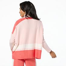 WynneLayers Colorblocked SoftKNIT Turtleneck Poncho Sweater