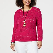WynneLayers Cotton Moving Pointelle Stitch Sweater