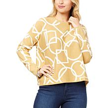 WynneLayers Geometric Pattern Jacquard Knit Cropped Sweater
