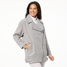 WynneLayers Long Sleeve Melton Biker Jacket