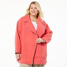 WynneLayers Long Sleeve Melton Biker Jacket