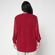 WynneLayers Mixed Media Button-Up Cardigan