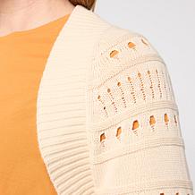 WynneLayers Open Stitch 3/4-Sleeve Please Shrug