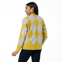 WynneLayers SoftKNIT Diamond Jacquard Knit Cardigan