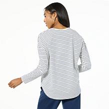 WynneLayers Striped Curved Hem Top