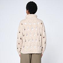 WynneLayers Turtleneck Marled Open Stitch Sweater