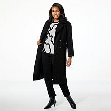 WynneLayers Woven Melton Button Detail Coat