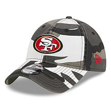 Men's New Era Khaki/White San Francisco 49ers Happy Camper A-Frame Trucker 9FORTY Snapback Hat