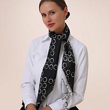 Youzey Circle Print Faux Silk Scarf