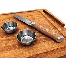 Yukon Glory 3pk Acacia Steak Board w/ Juice Groove, Knife, Cups 