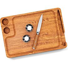 Yukon Glory Premium Acacia Steak Board with Juice Groove, Steak Knife