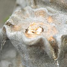 Zen-Style Meditative Buddha Fountain with LED Lights 23.25"H