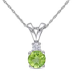 0.61ctw Peridot and White Diamond 10K Gold Pendant