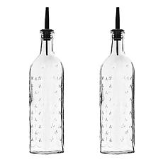 10 Strawberry Street Glass Oil & Vinegar Bottles,  Clear Spring Sprig