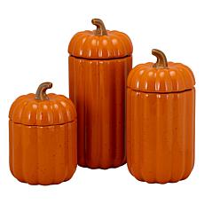 10 Strawberry Street Graduated Pumpkin Canister Set, Orange