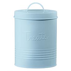 10 Strawberry Street Retro Metal Pet Treat Canister in Blue - Large